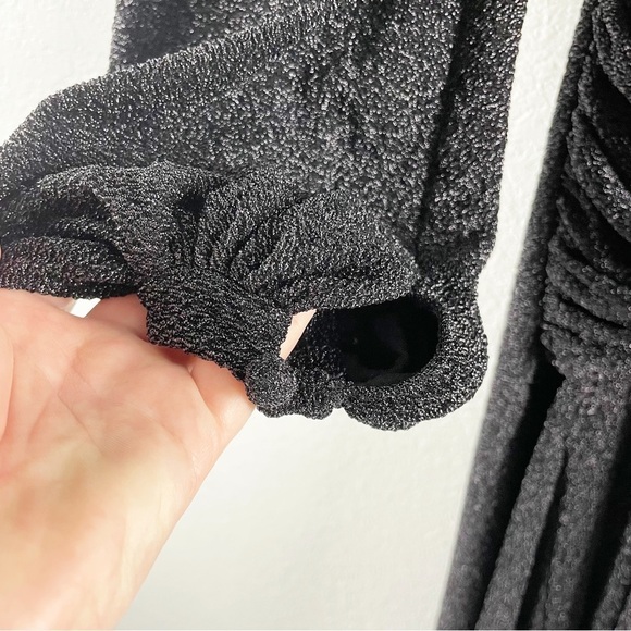 Patbo Lurex Cutout Long Sleeve Maxi Gown Dress Black Size 0 Summer Cocktail - Picture 5 of 11